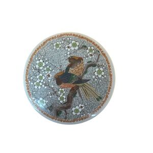 Vintage Japanese Porcelain Phoenix Birds Cherry Blossom Trinket Box